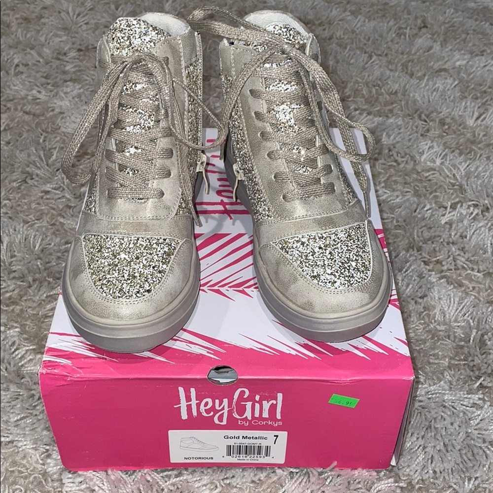 Hey Girl Gold Metallic Women's Sneakers